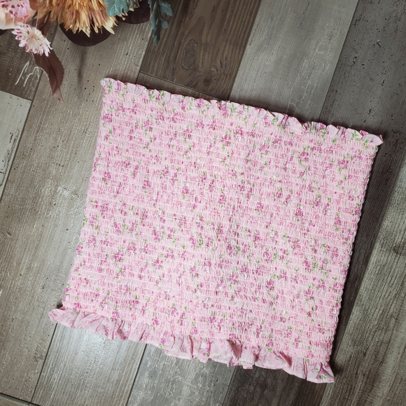 Expand-A-Band Binder Strapless Floral Pink Smocked Bandeau Women's Size XL EUC - Picture 5 of 16